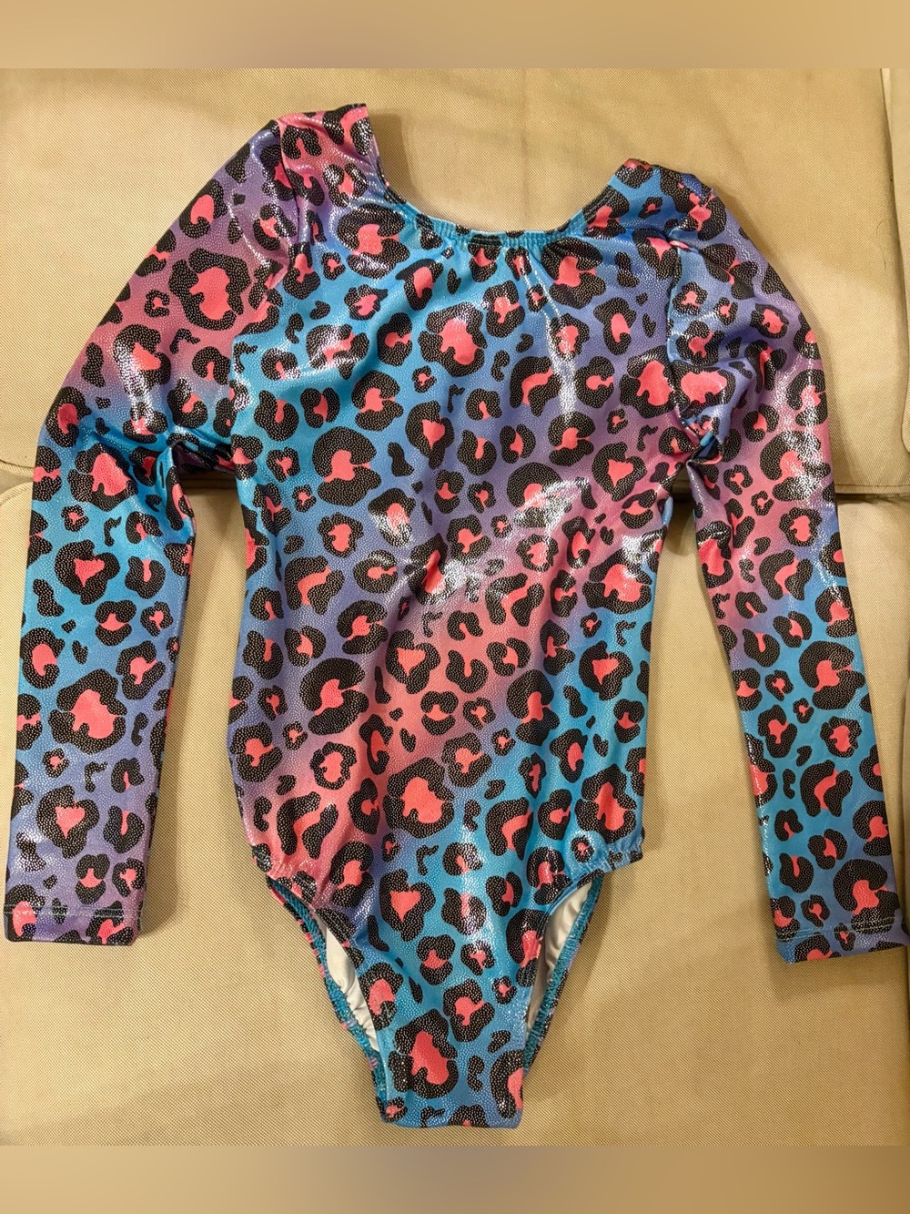 Girls' Long Sleeve Multicolor Leopard Print Leotard